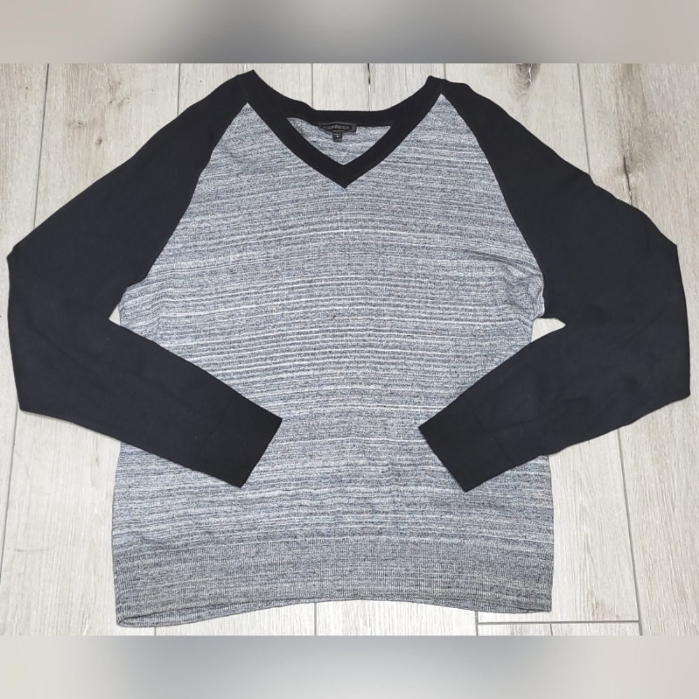⚫️ Express V-Neck Cotton Sweater (L)